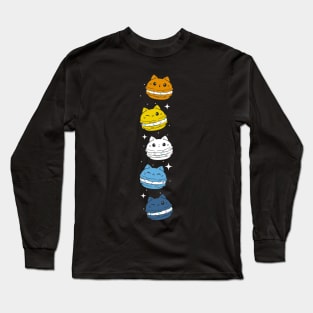 Subtle Aroace Pride Flag Cute Cat Kawaii Macaron Long Sleeve T-Shirt